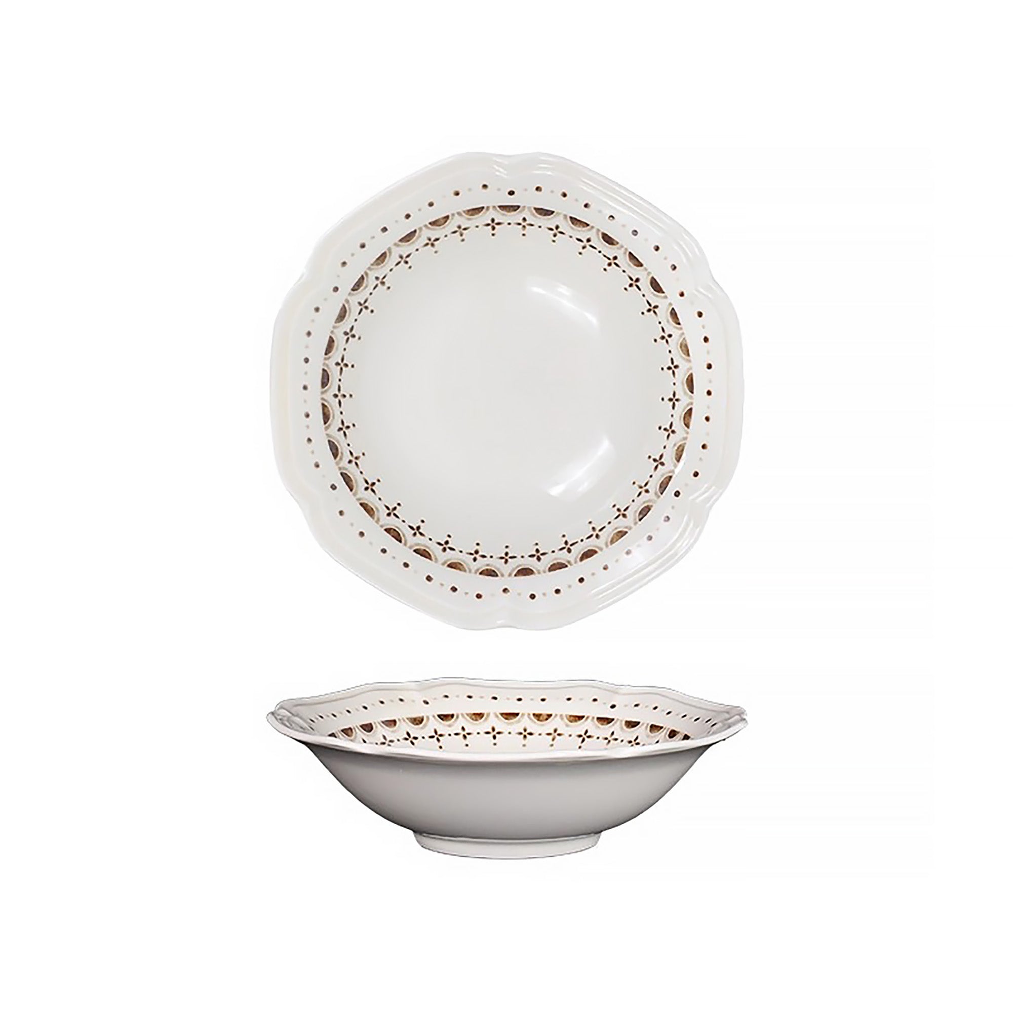 Vaisselle Mino-yaki avec motif à bordure florale ivoire