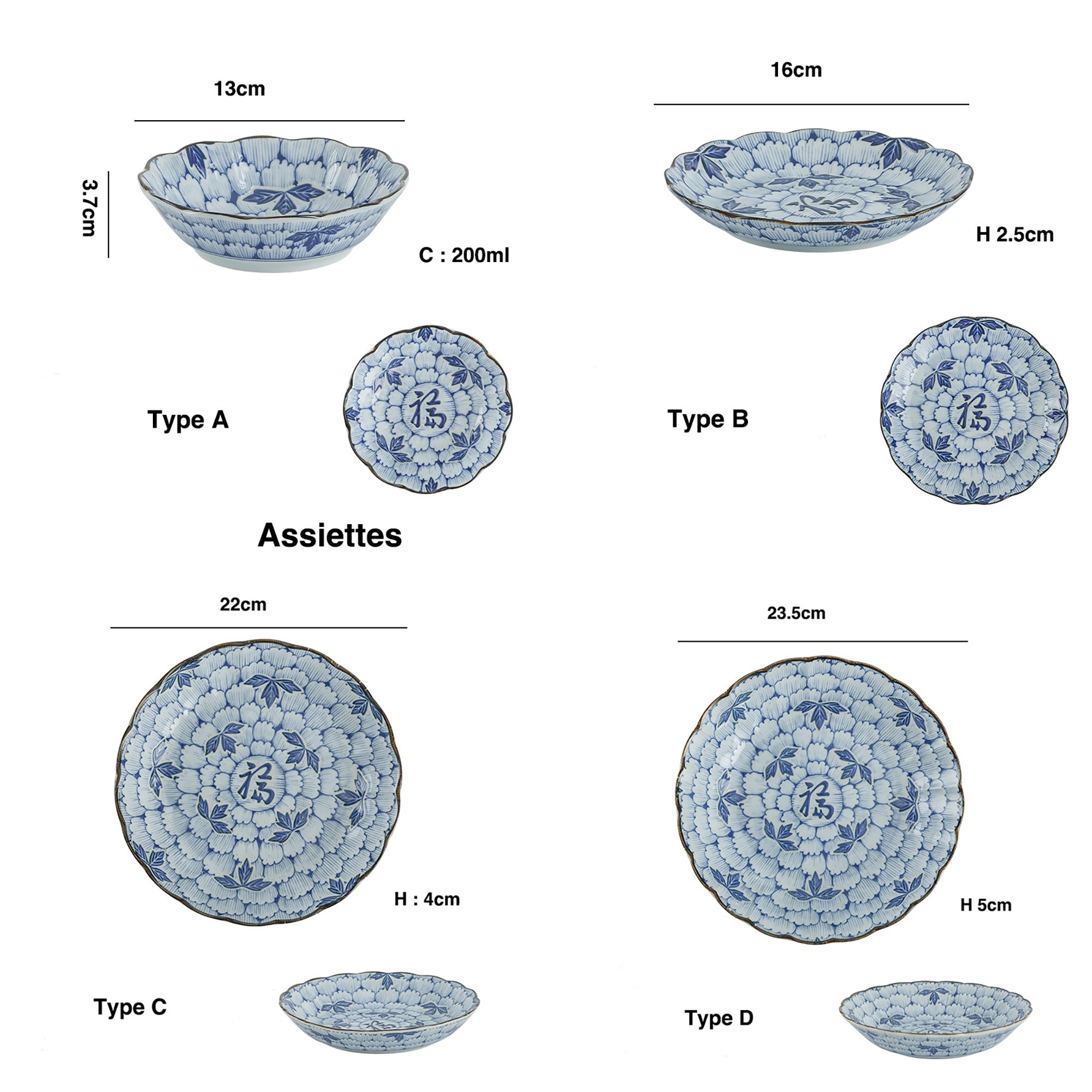 Peony flower patterned tableware