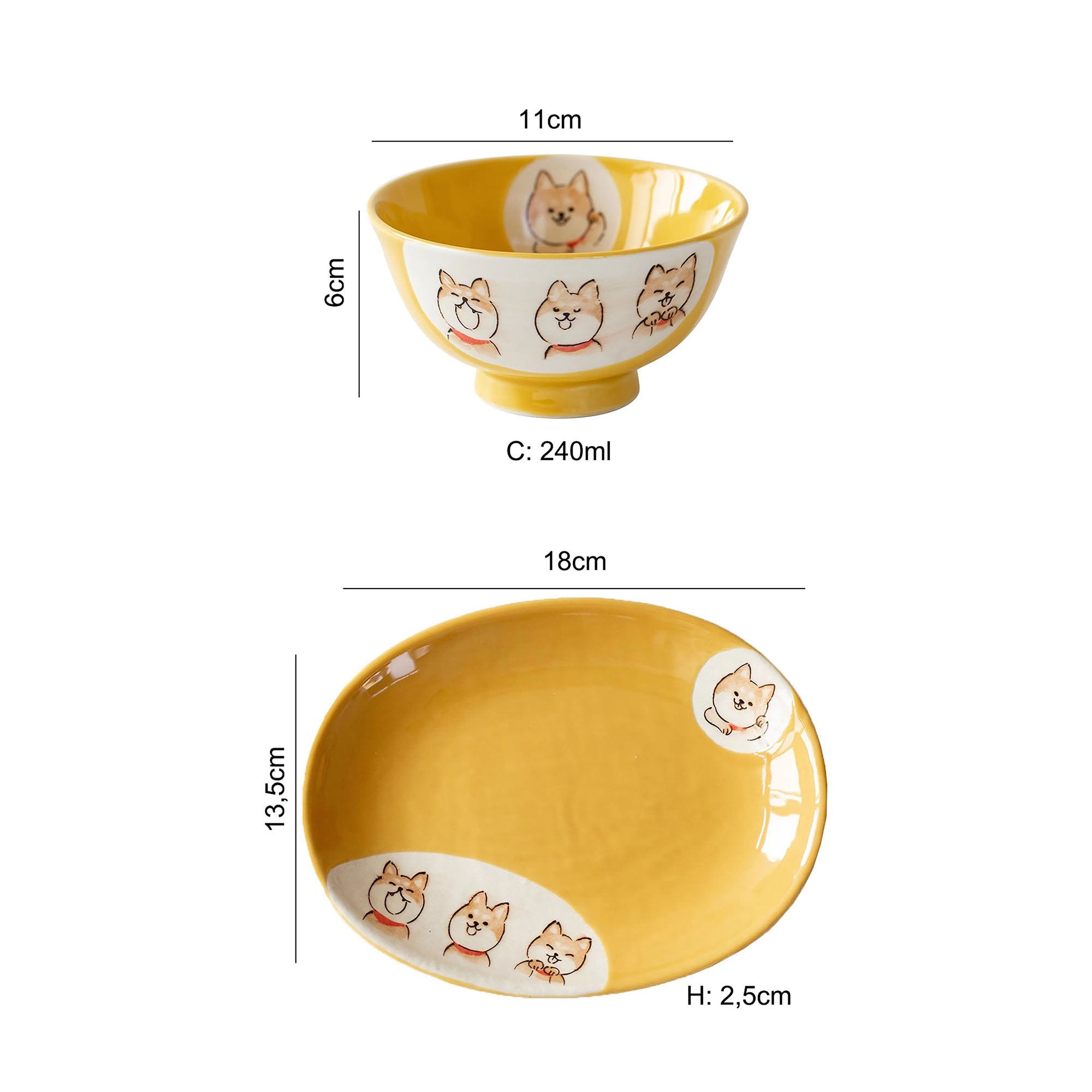 Vaisselle en céramique Setoyaki Shiba Inu