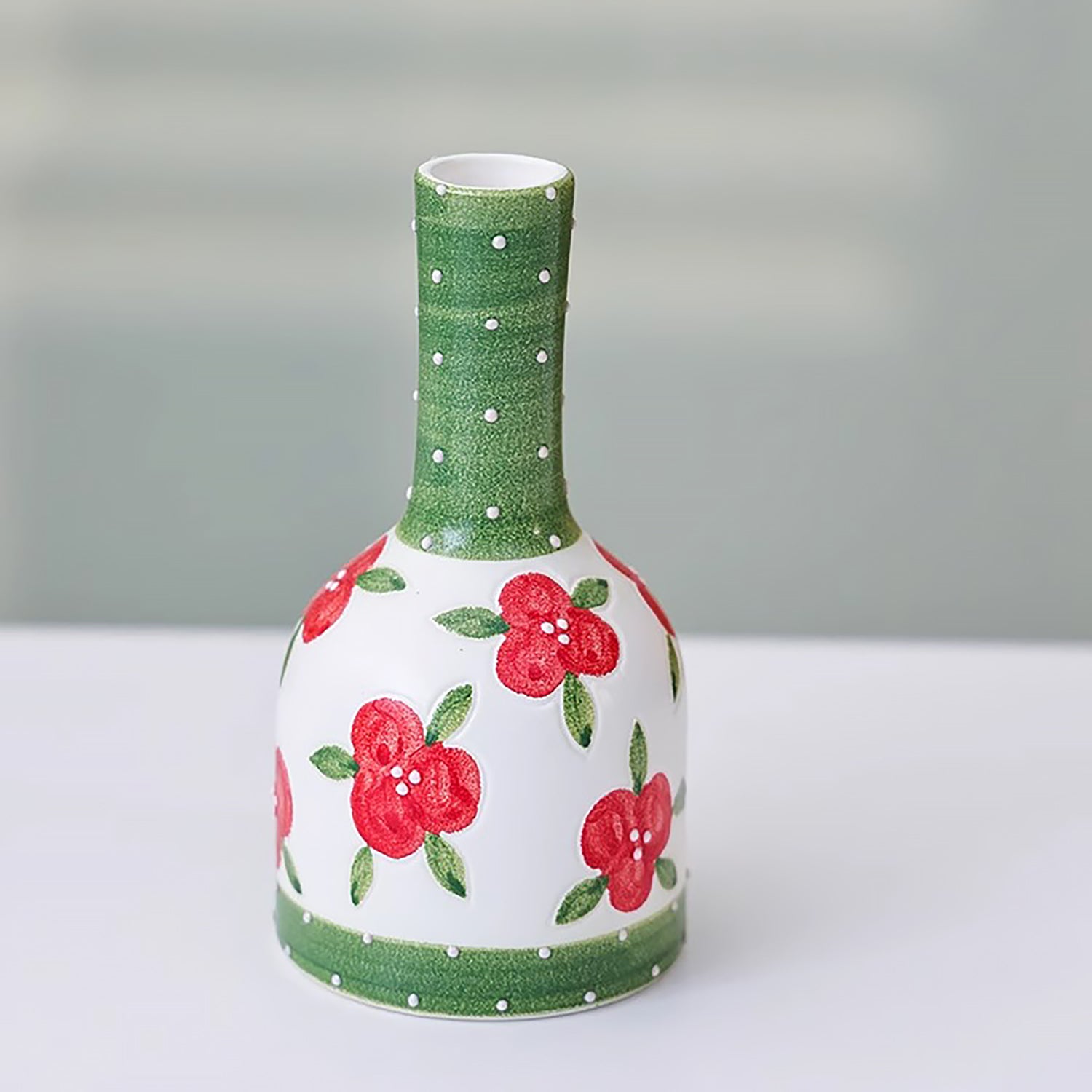 Vase en céramique fait main avec Motifs floraux