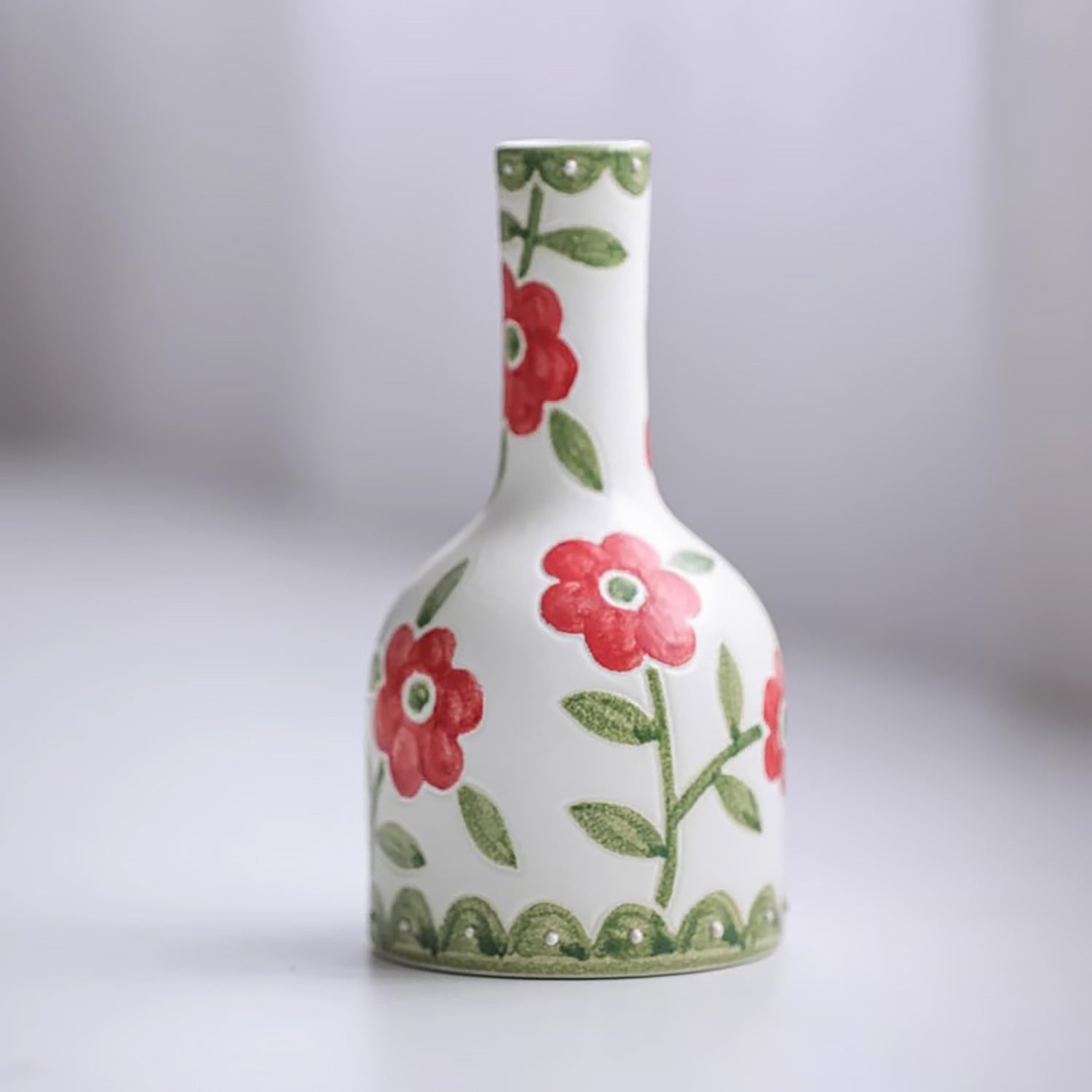 Vase en céramique fait main avec Motifs floraux