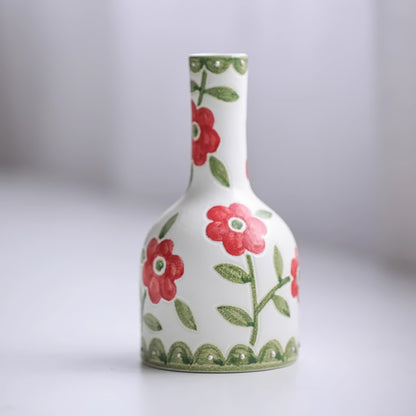 Vase en céramique fait main avec Motifs floraux