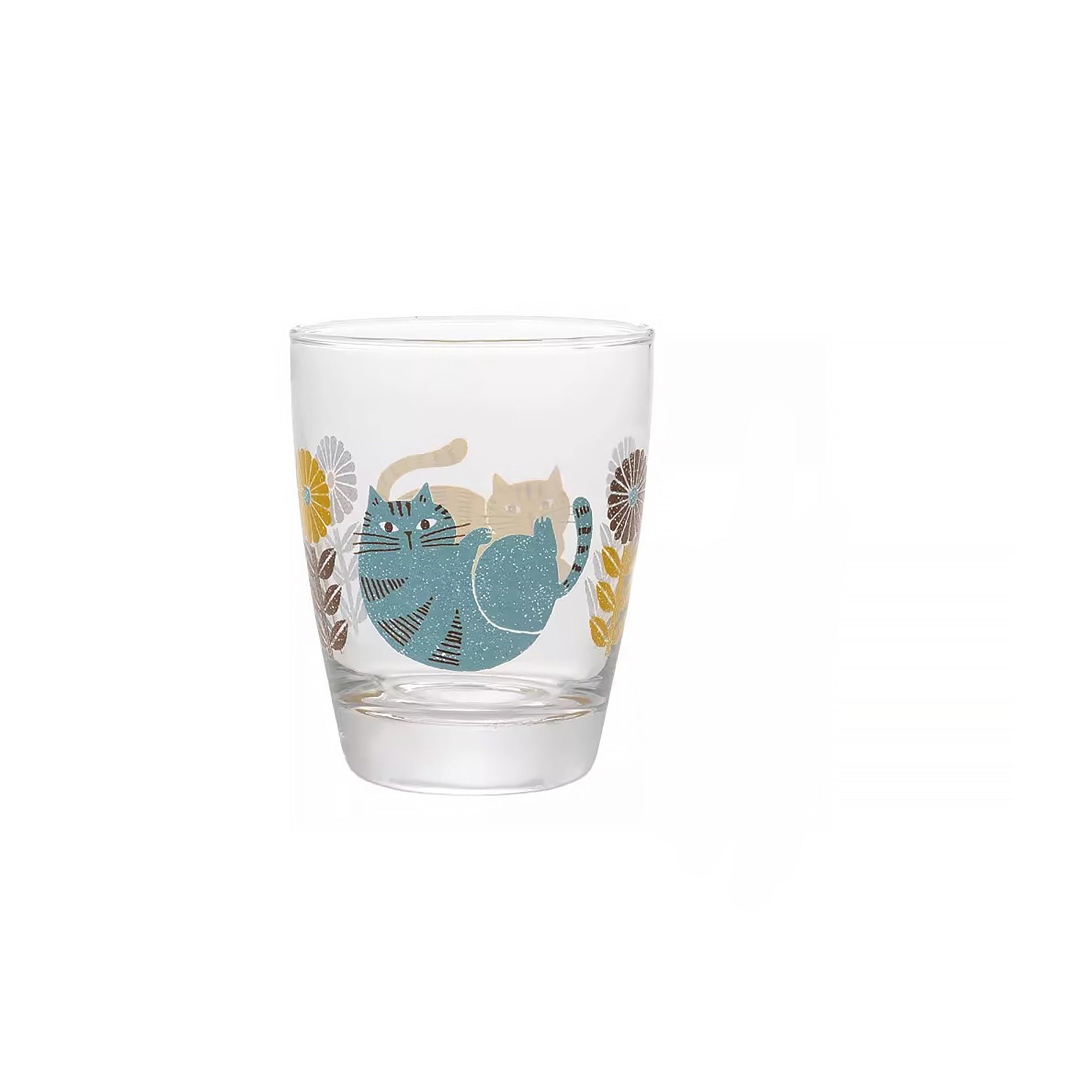 Verre transparent DECOLE avec motif chat et fleurs
