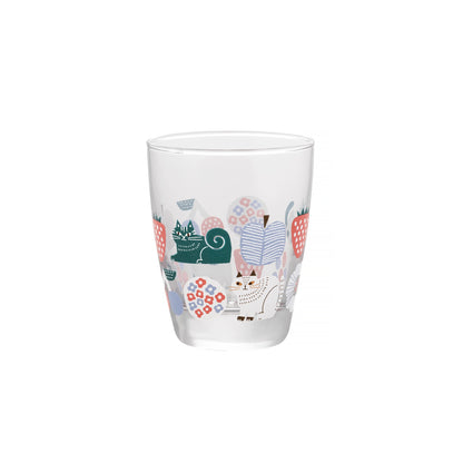 Verre transparent DECOLE avec motif chat et fleurs