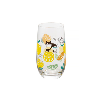 Verre transparent DECOLE avec motif chat et fleurs