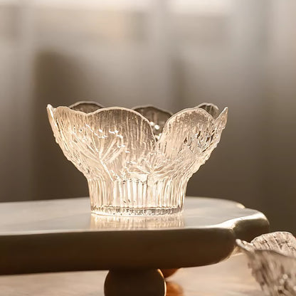 Bol en verre motif fleur bord irrégulier