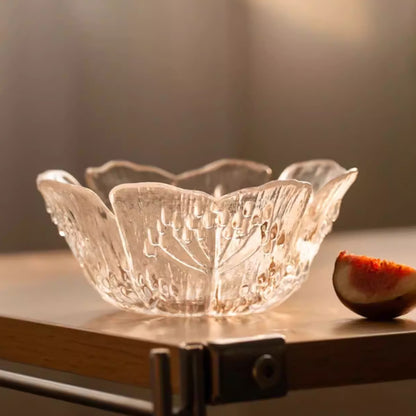 Bol en verre motif fleur bord irrégulier