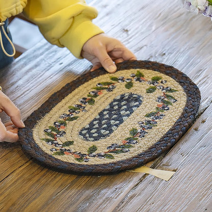 Dessous de plat ovale en jute naturelle tressée à la main