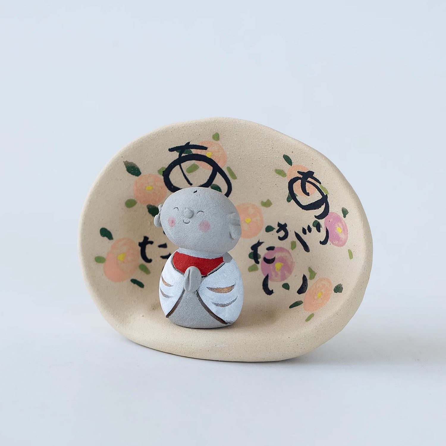 Figurine Jizō en céramique Mino-yaki avec Maison de prière apaisante
