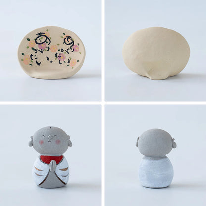 Figurine Jizō en céramique Mino-yaki avec Maison de prière apaisante