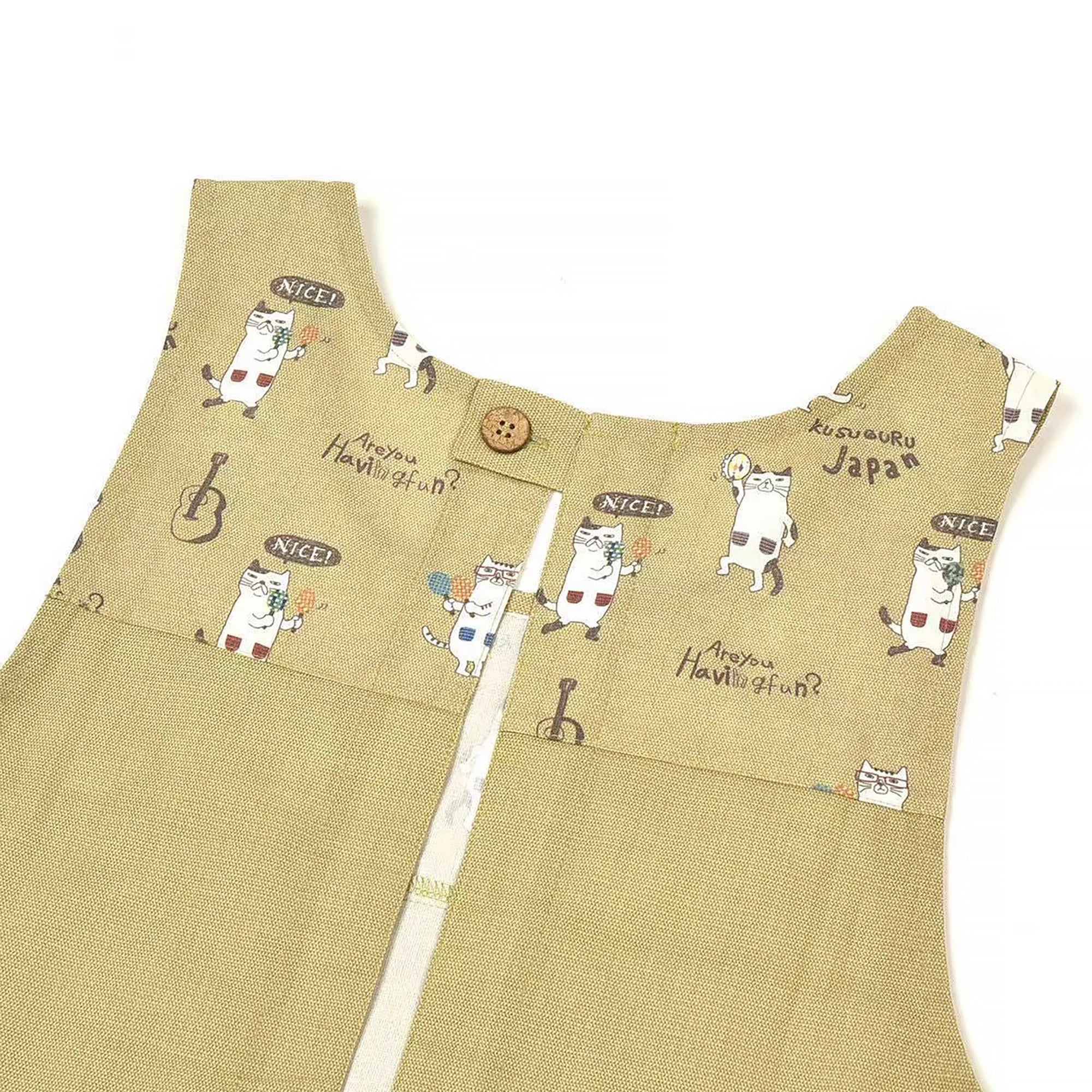 Tablier et manchette Kusuguru avec motif chat brodé