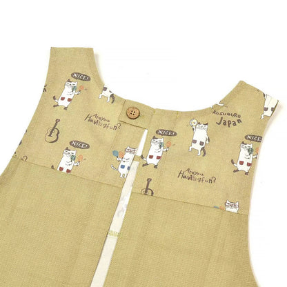 Tablier et manchette Kusuguru avec motif chat brodé