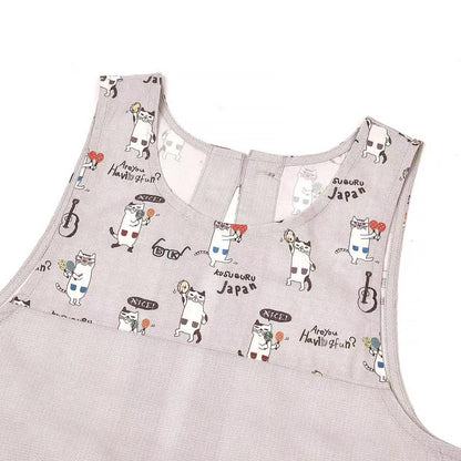 Tablier et manchette Kusuguru avec motif chat brodé