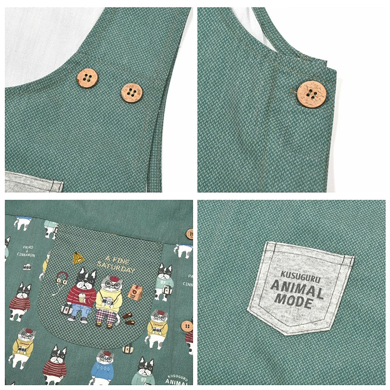 Tablier Kusuguru japonais avec mignon motif chien