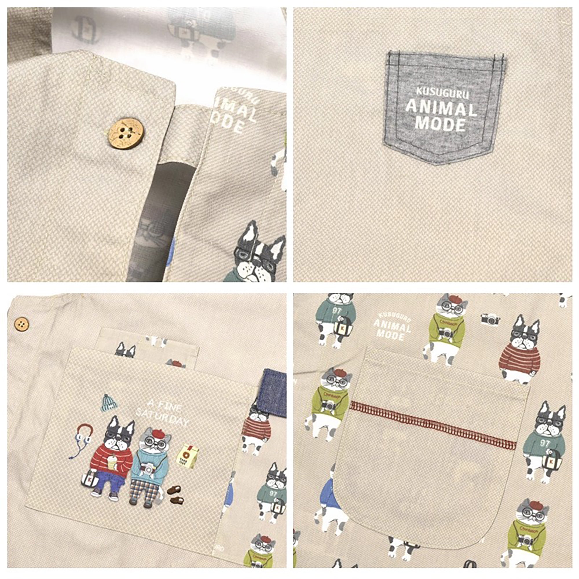 Tablier Kusuguru japonais avec mignon motif chien