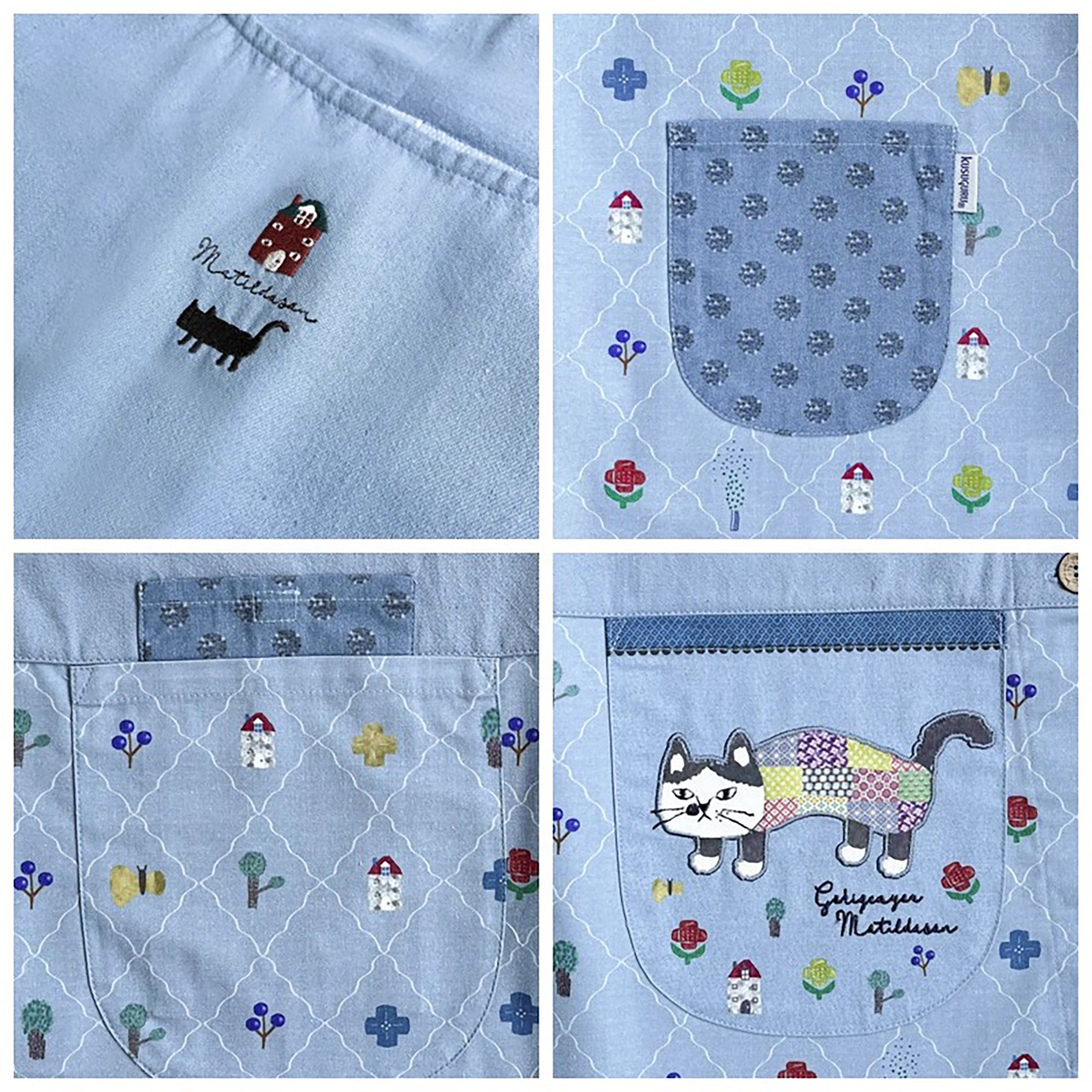Japanische Schürze mit Kusuguru-Katzenmotiv
