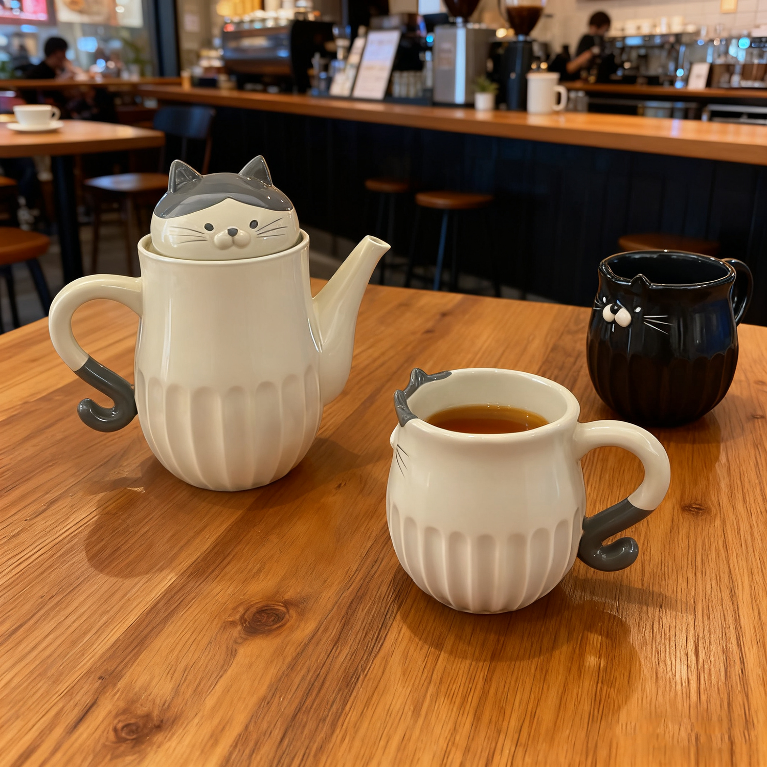 Théière et Mug en céramique chat DECOLE