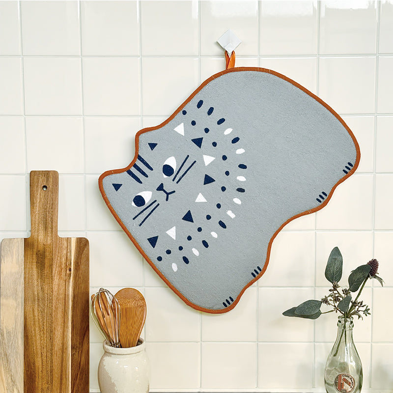 Tapis égouttoir de cuisine en forme de chat