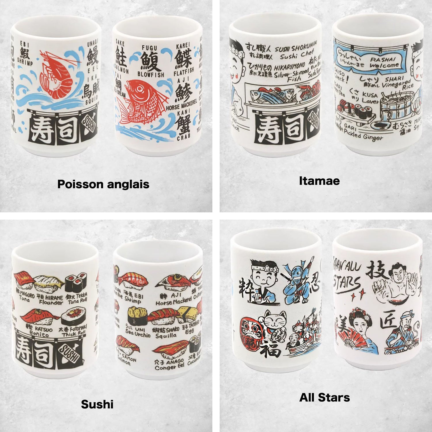Tasse en céramique motifs culture et gastronomie japonaise