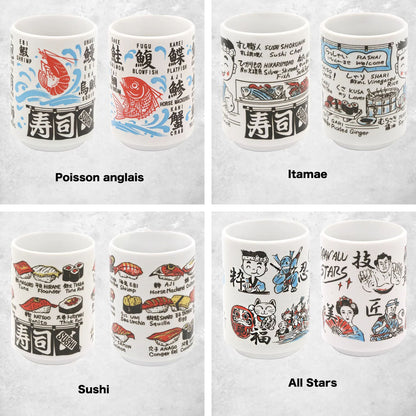Tasse en céramique motifs culture et gastronomie japonaise