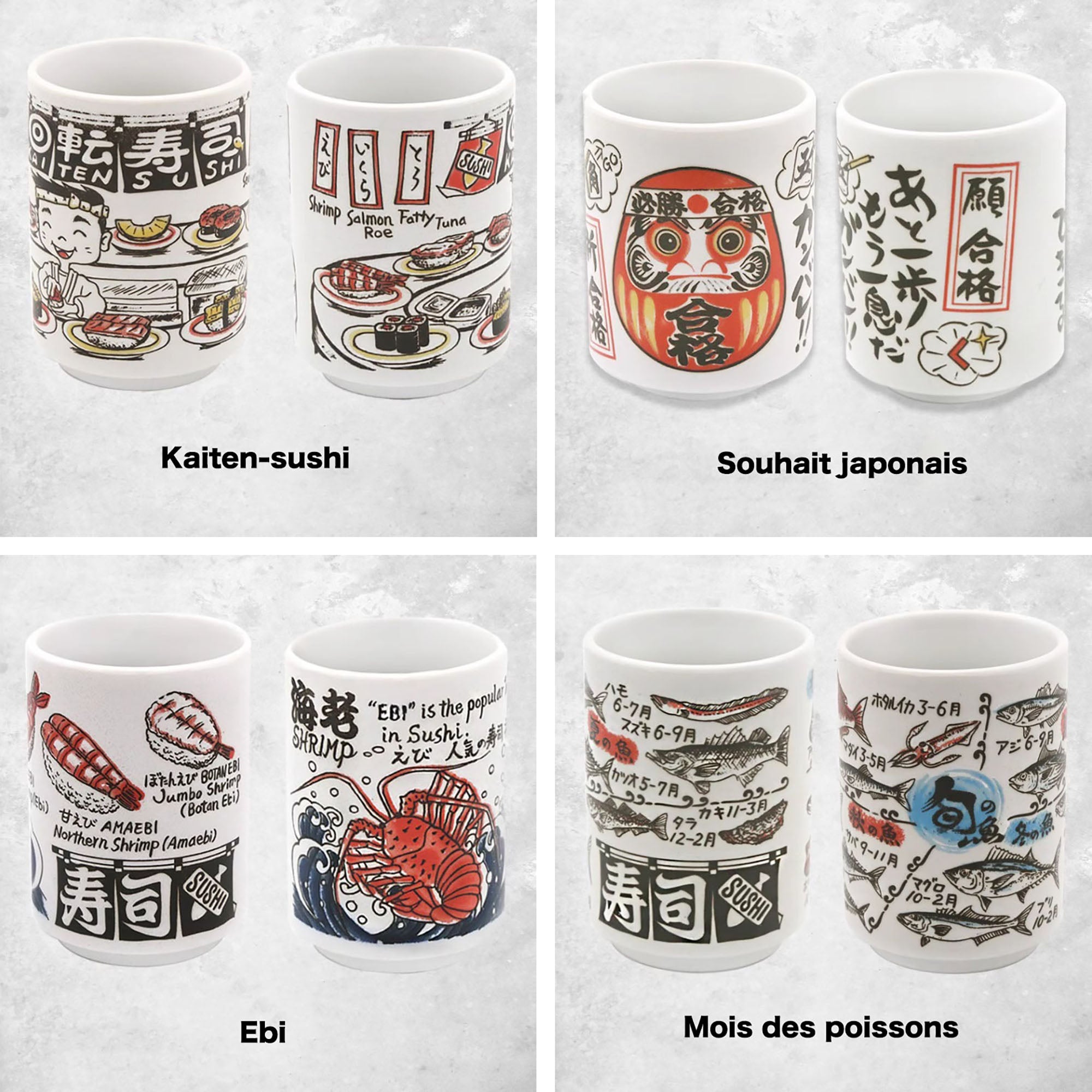 Tasse en céramique motifs culture et gastronomie japonaise
