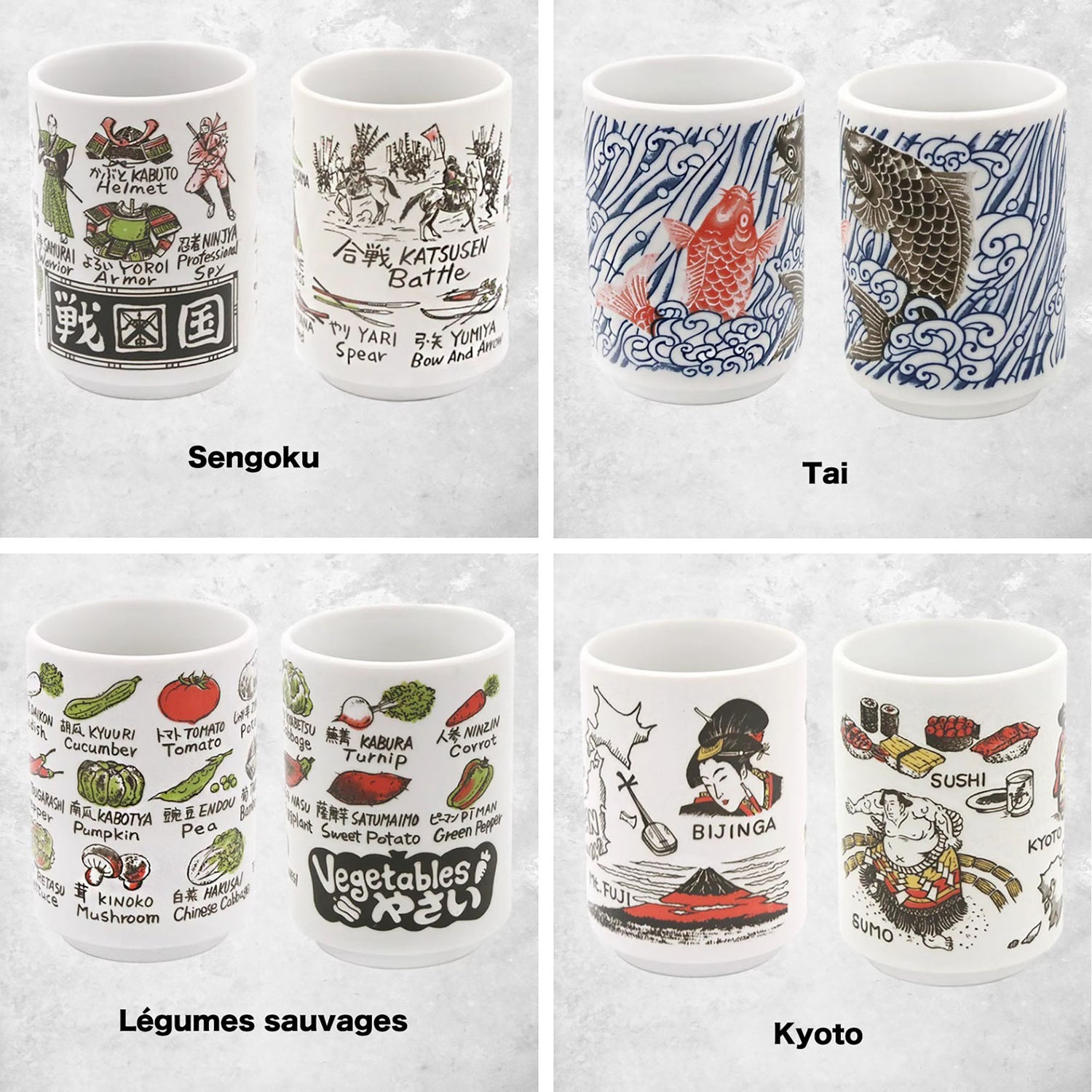 Tasse en céramique motifs culture et gastronomie japonaise