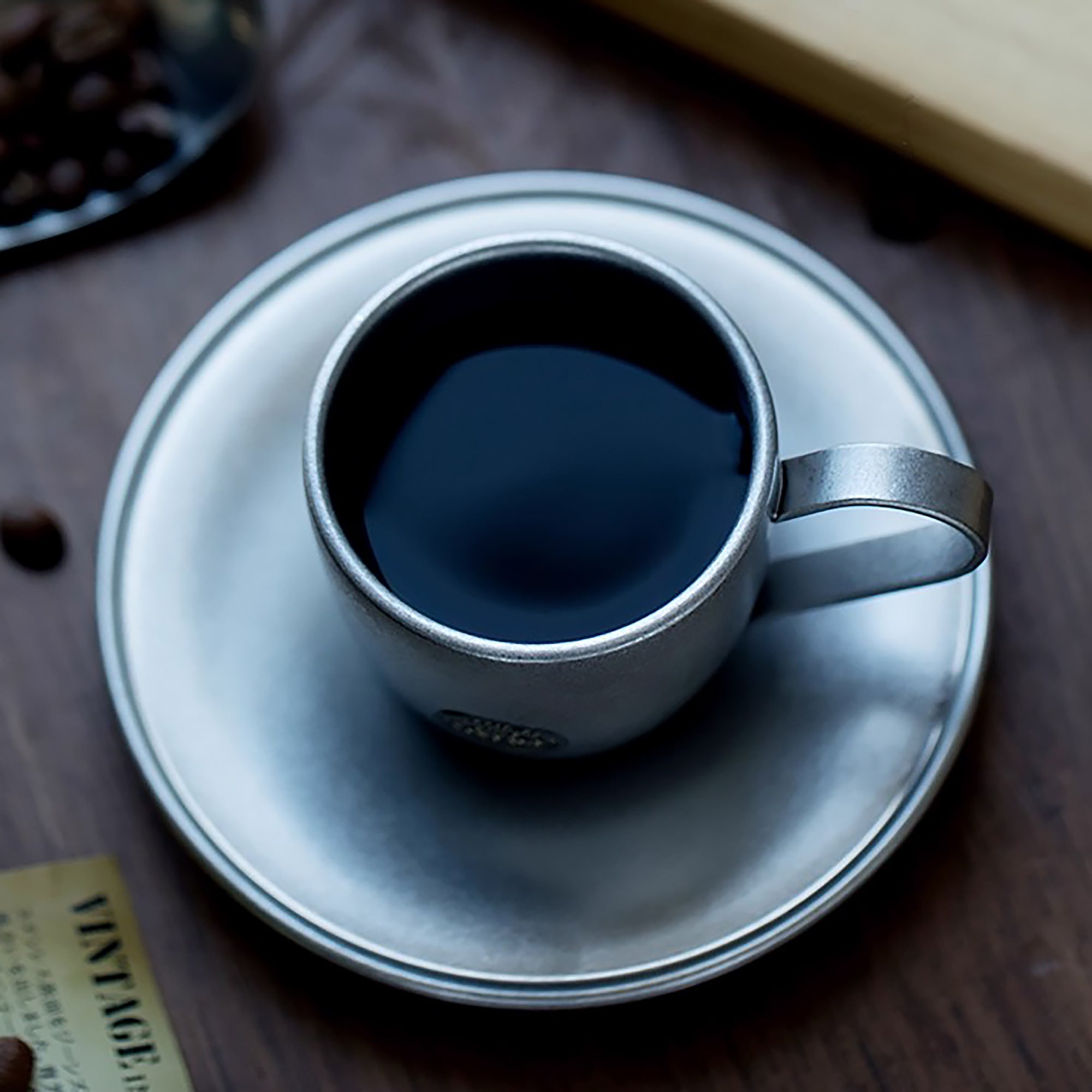 Tasse à café vintage en acier inoxydable double paroi AOYOSHI