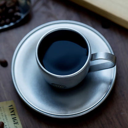 Tasse à café vintage en acier inoxydable double paroi AOYOSHI