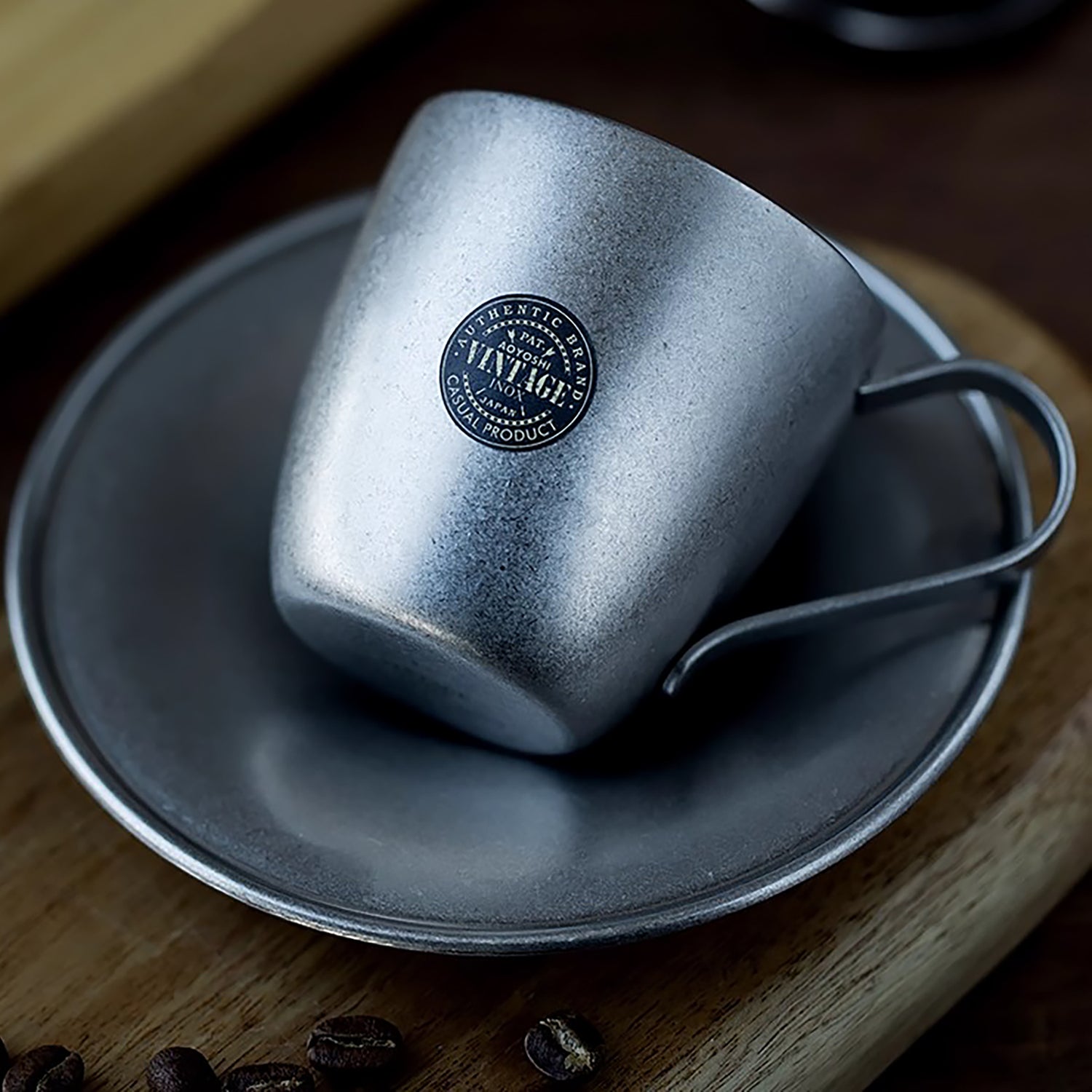 Tasse à café vintage en acier inoxydable double paroi AOYOSHI