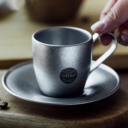 Tasse à café vintage en acier inoxydable double paroi AOYOSHI