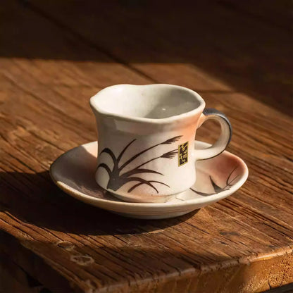 Tasse à café vintage Setoyaki motif roseaux d’automne