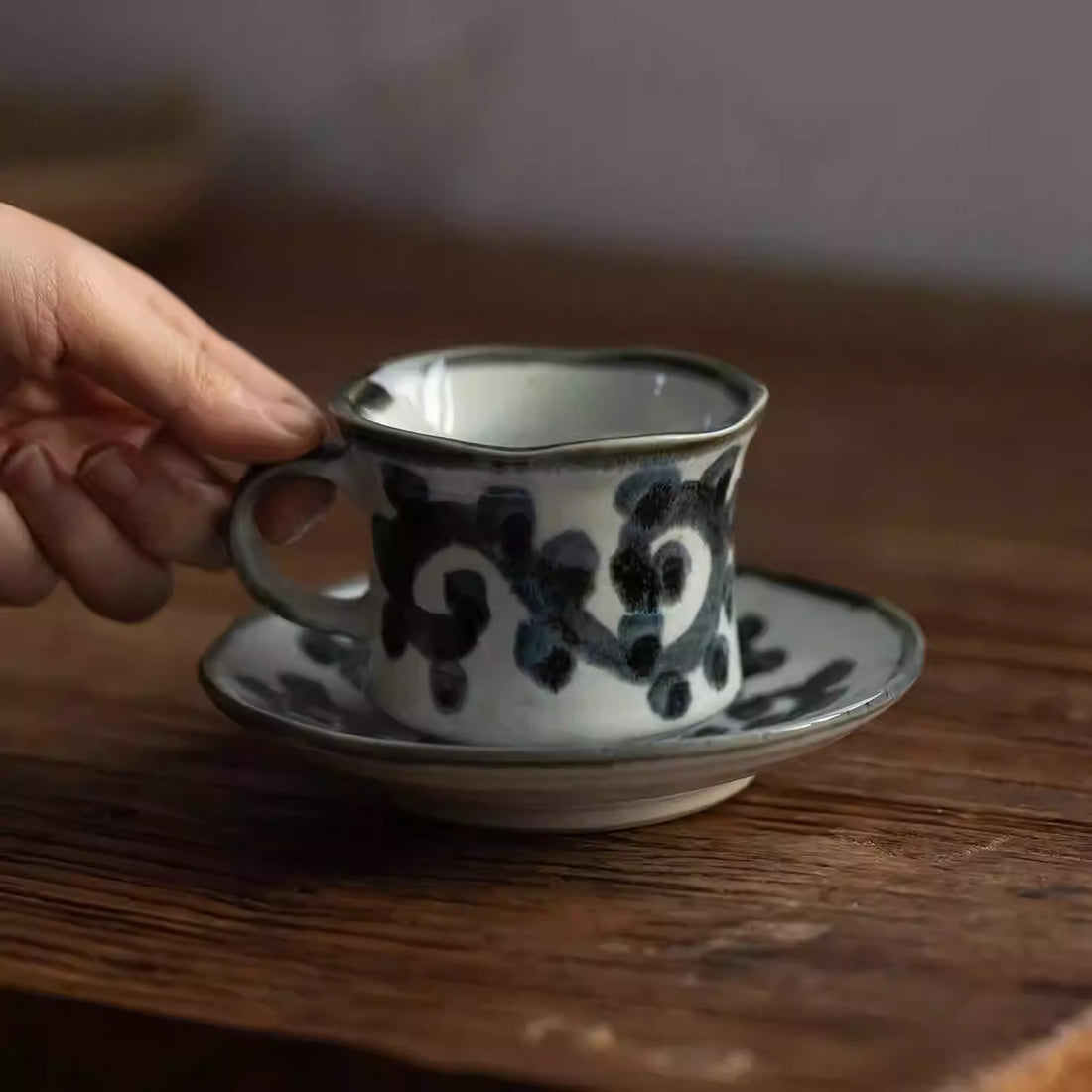 Tasse à café Setoyaki motif Tako Karakusa 