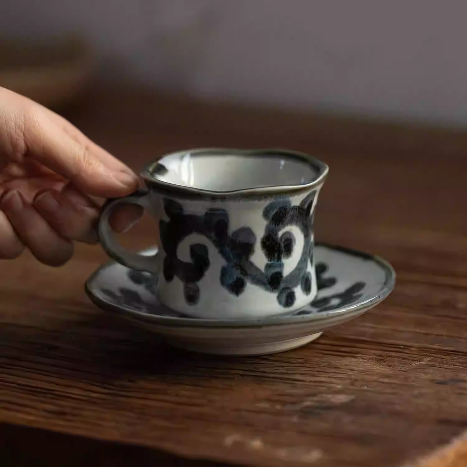 Tasse à café Setoyaki motif Tako Karakusa 