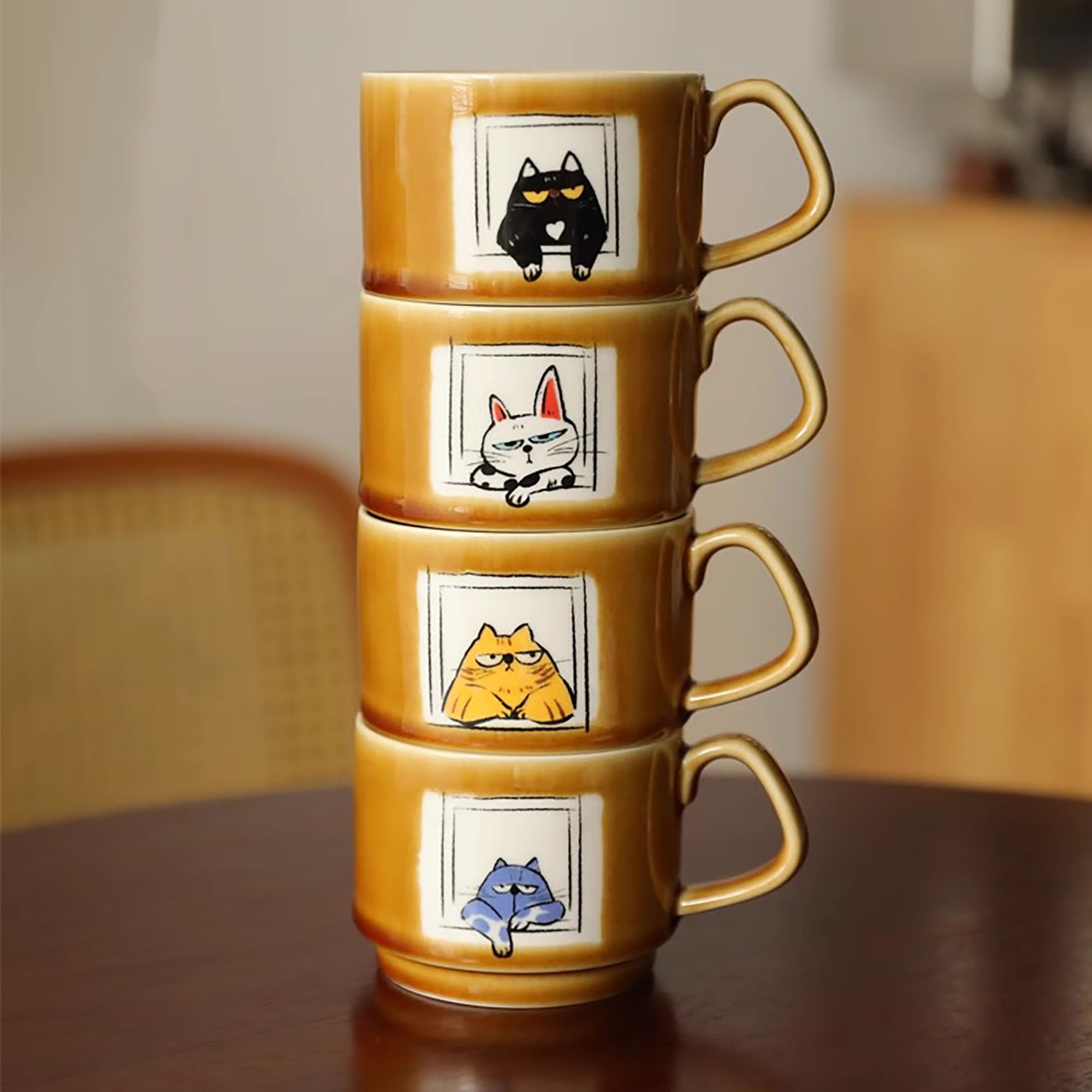 Tasse à café en céramique avec illustration de chat