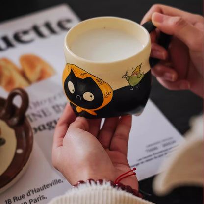 Tasse à café artisanal avec motif chat