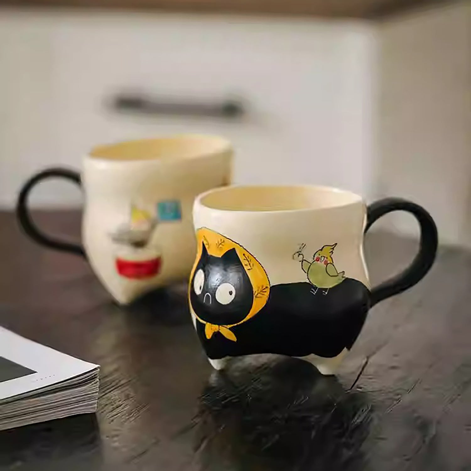 Tasse à café artisanal avec motif chat