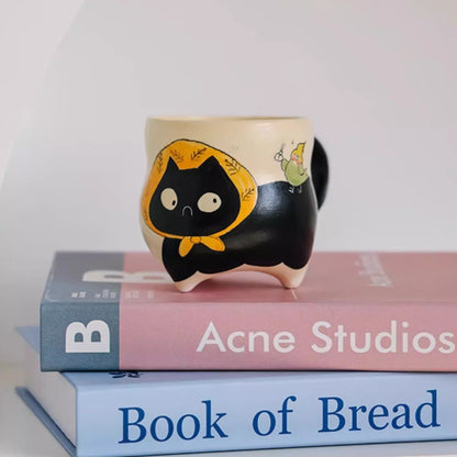 Tasse à café artisanal avec motif chat