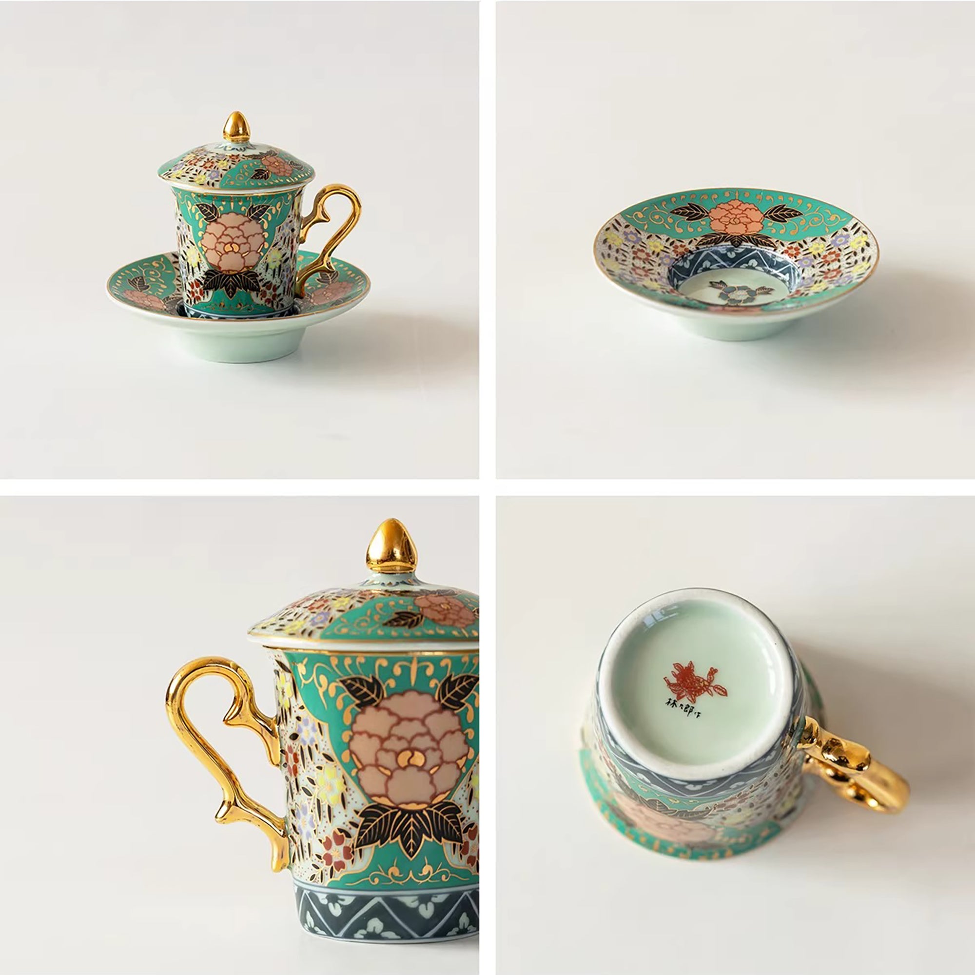 Tasse Aritayaki style Rinkuro décor Nishiki doré peint à la main