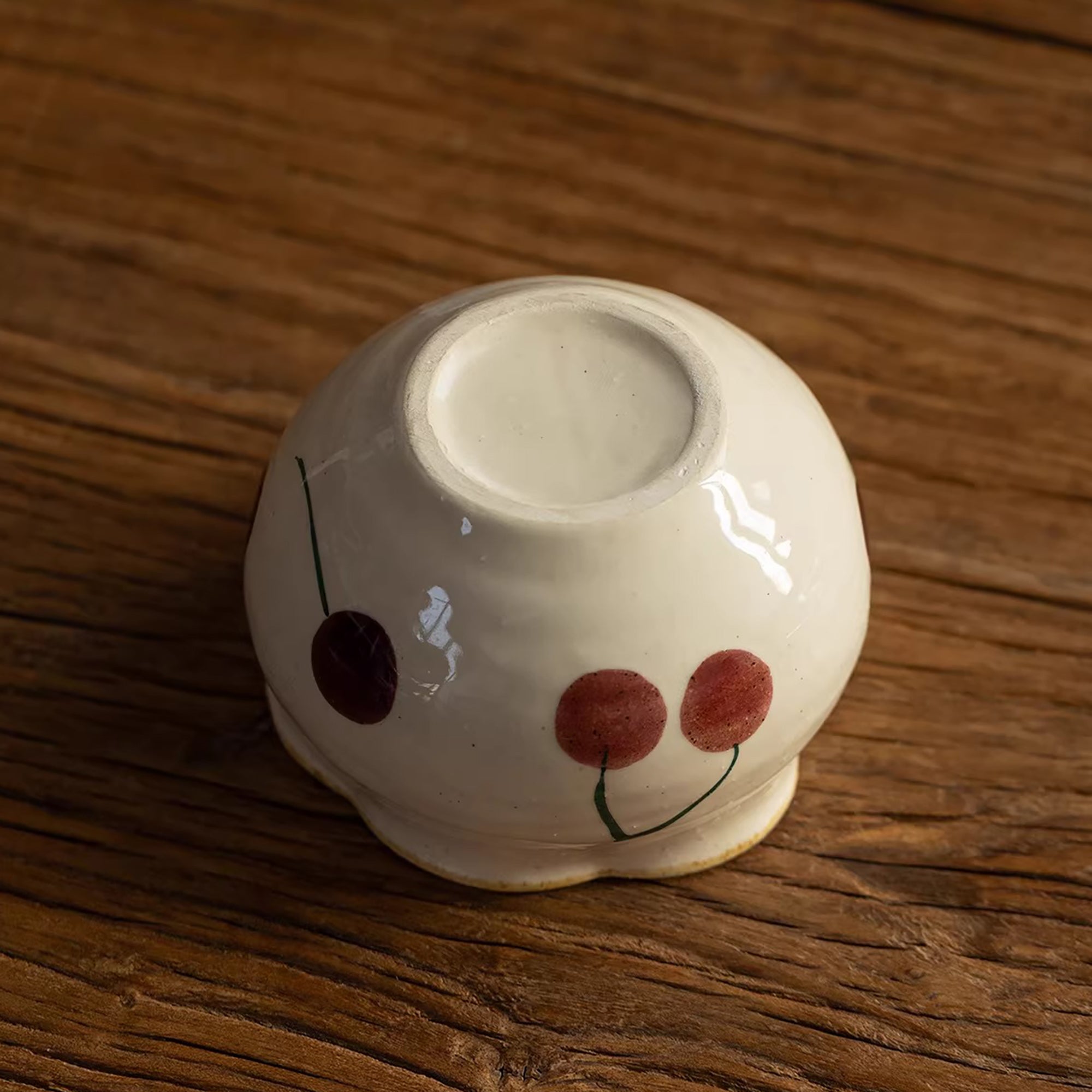 Tasse à café Minoyaki motif cerises peinte à la main