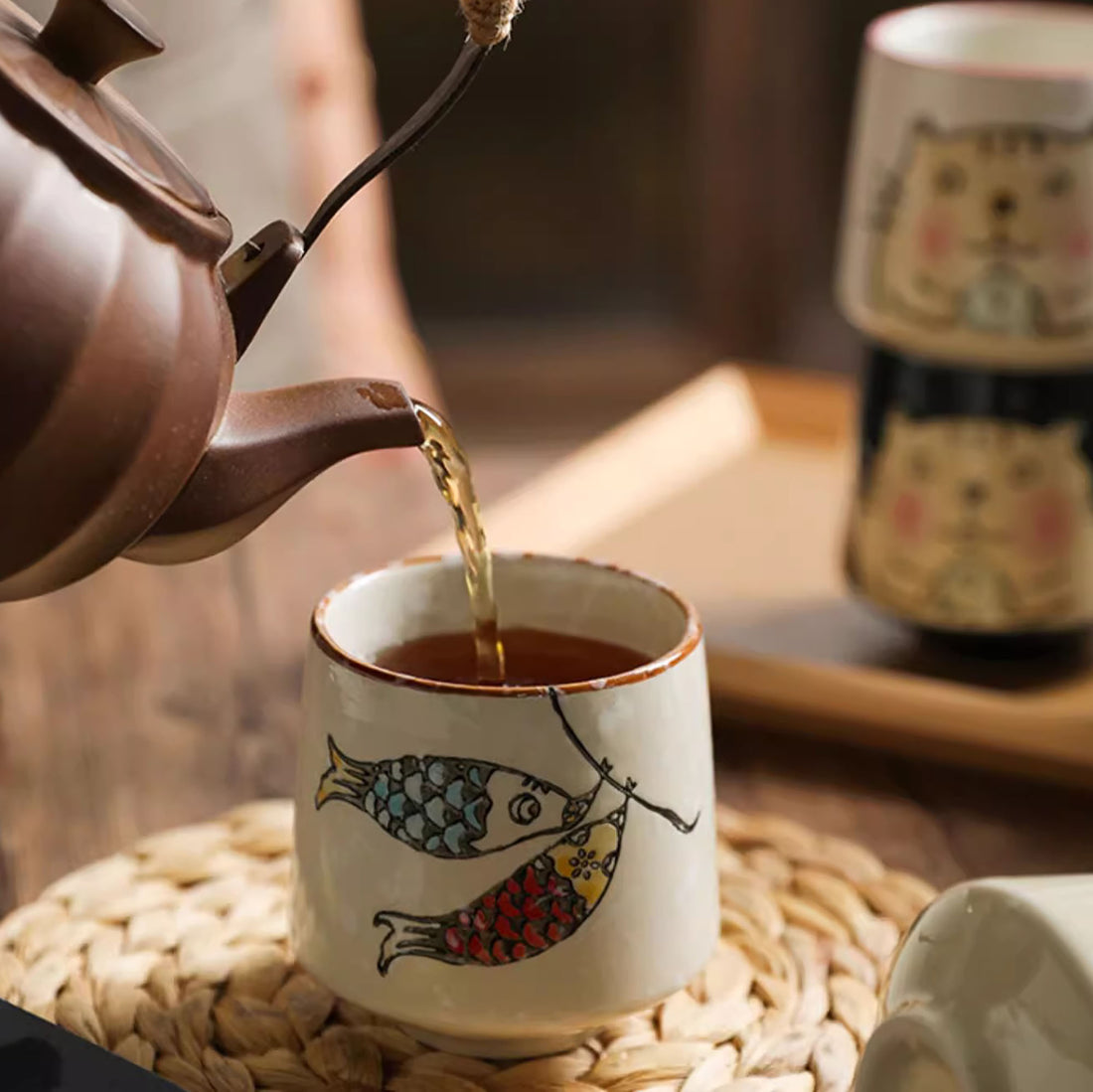 Tasse à thé avec motif rétro japonais
