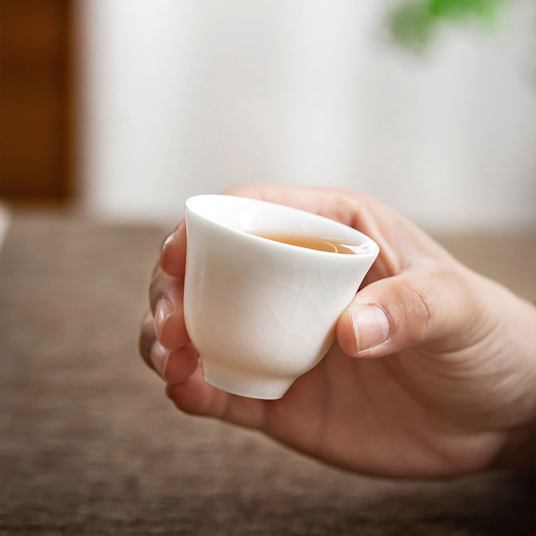 Tasse à thé en céladon Ru avec glaçure craquelée