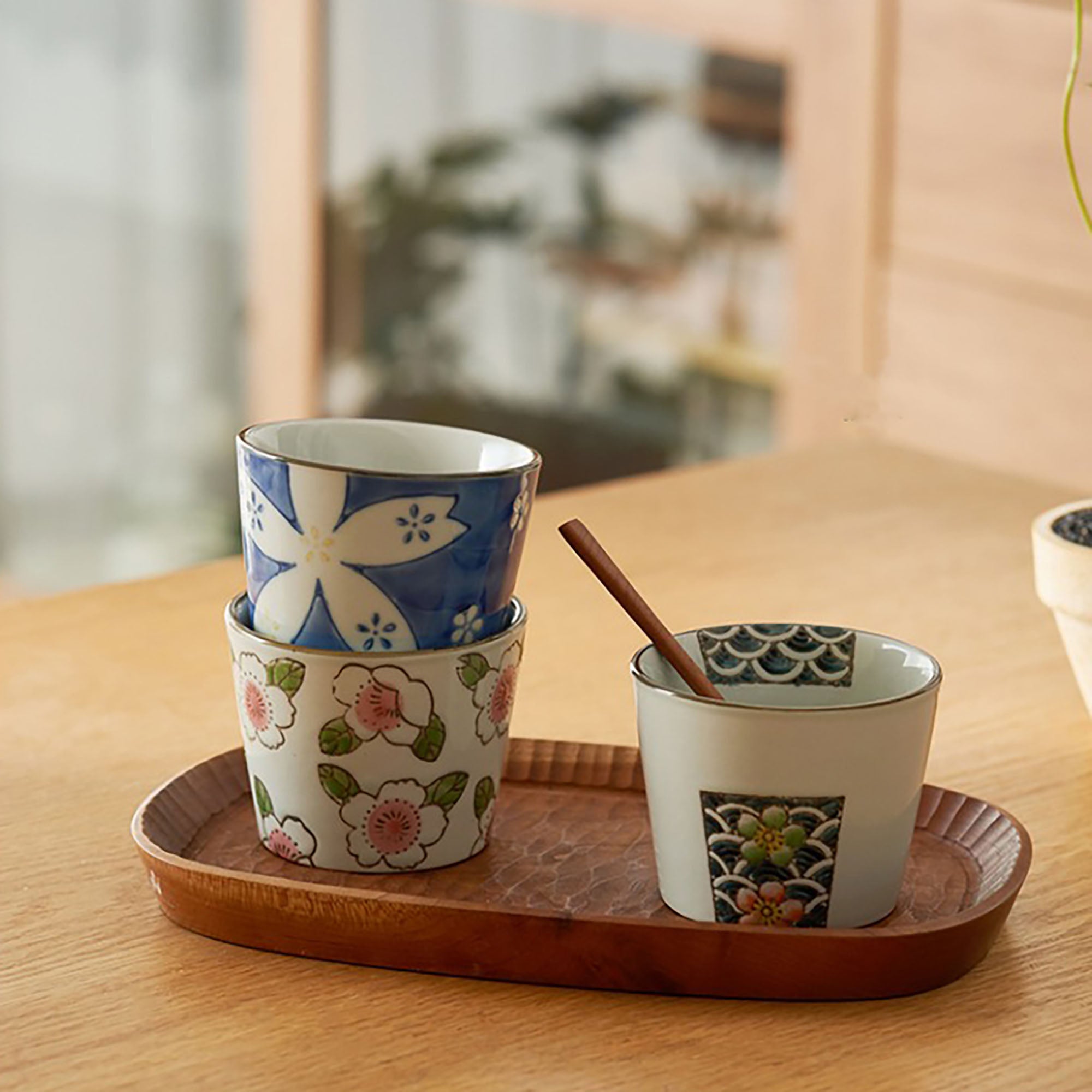 TASSE CAFE AVEC MOTIF FLORALE JAPONAIS