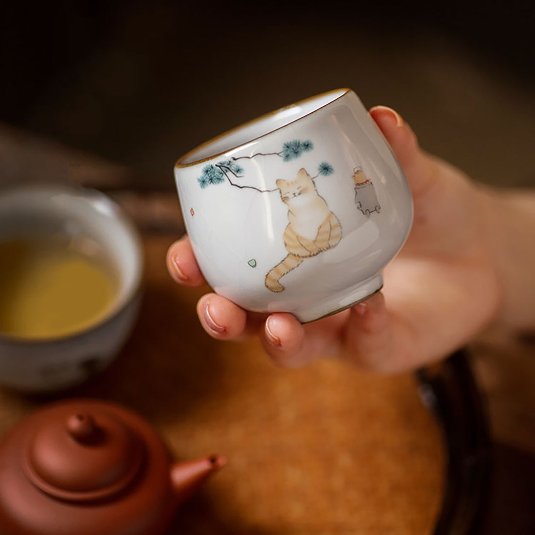 Tasse à thé de maître en porcelaine Ru 