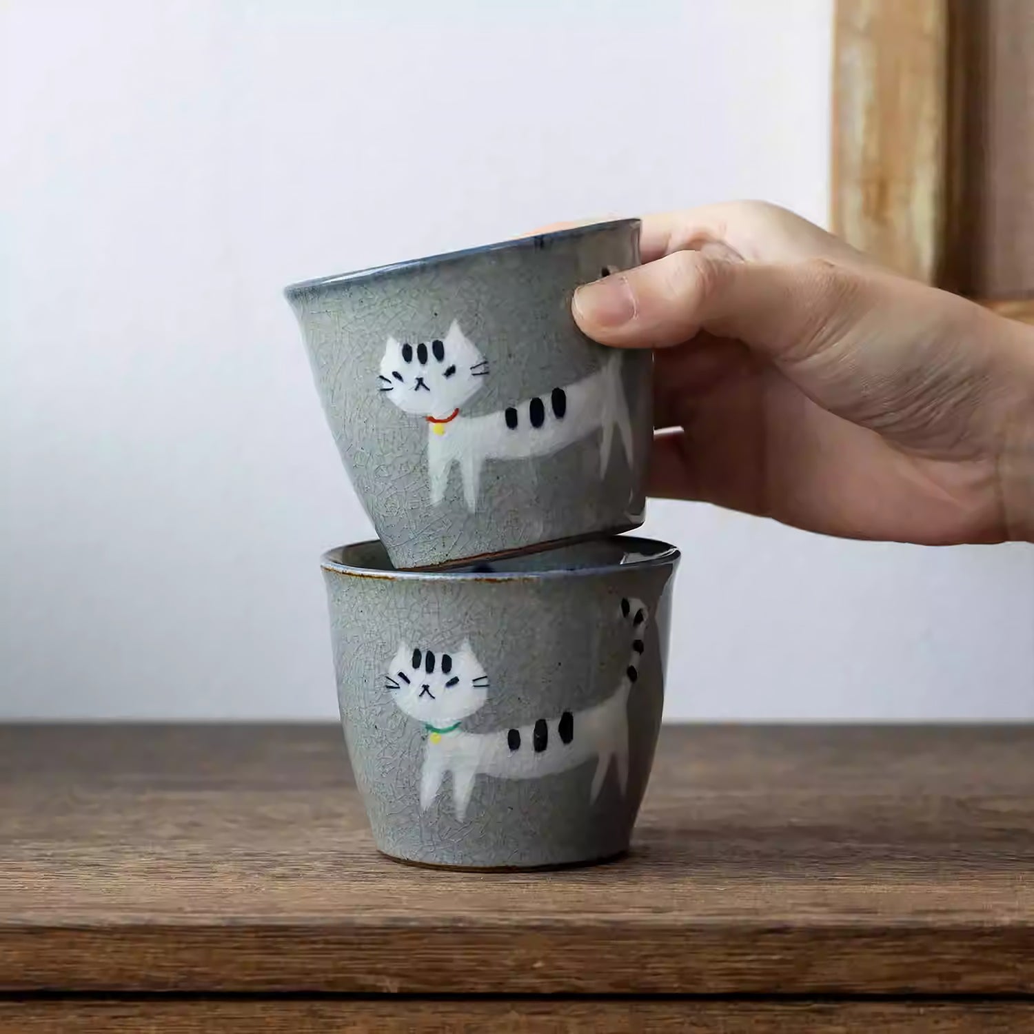 Tasse choko en céramique craquelée Shōhōgama