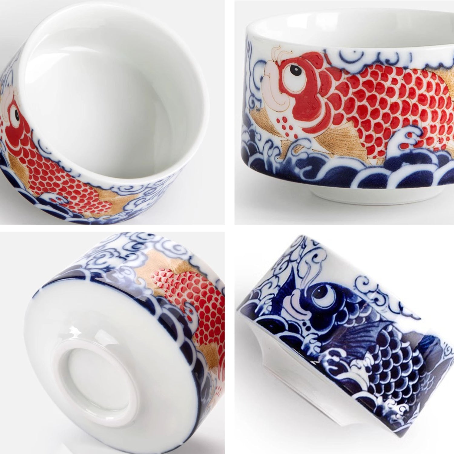 Tasse de maître en porcelaine avec Motif bonheur dragon et poisson,