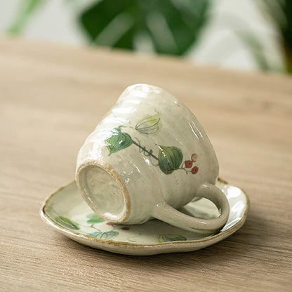 Tasse à café en céramique Mino-yaki avec Motif floral de vigne