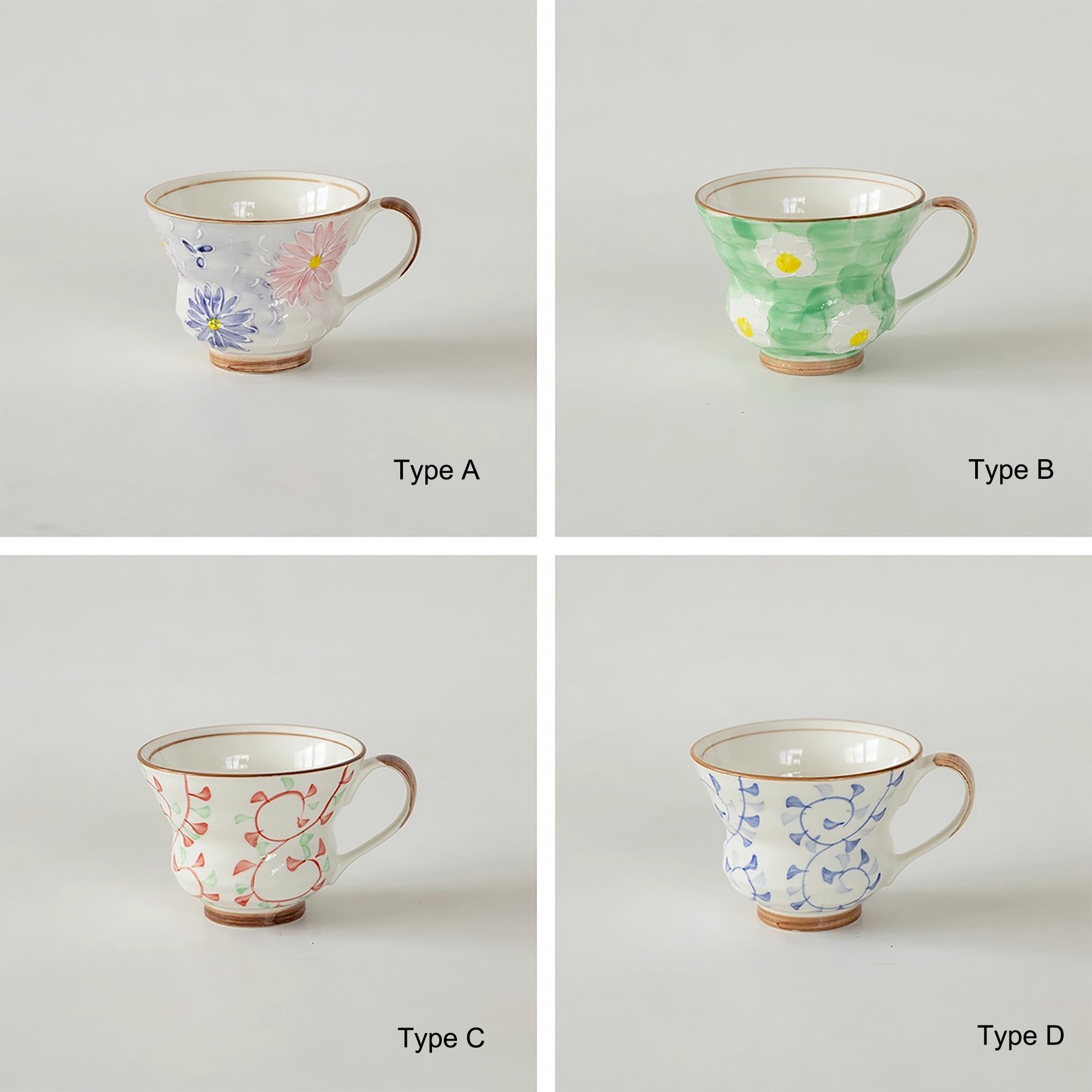 Mug Minoyaki avec motif fleuri peint à la main