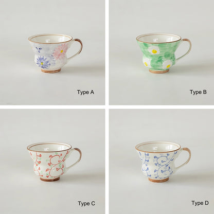 Mug Minoyaki avec motif fleuri peint à la main