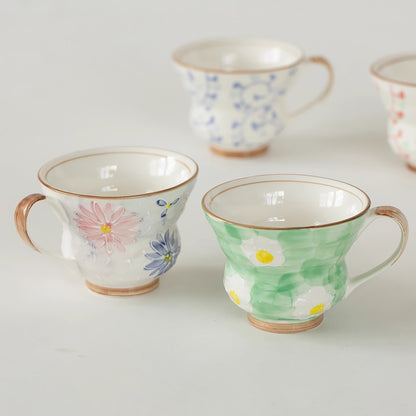 Mug Minoyaki avec motif fleuri peint à la main