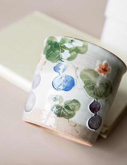 Tasse yunomi en céramique Kyōyaki de Yamamoto Hokusai,